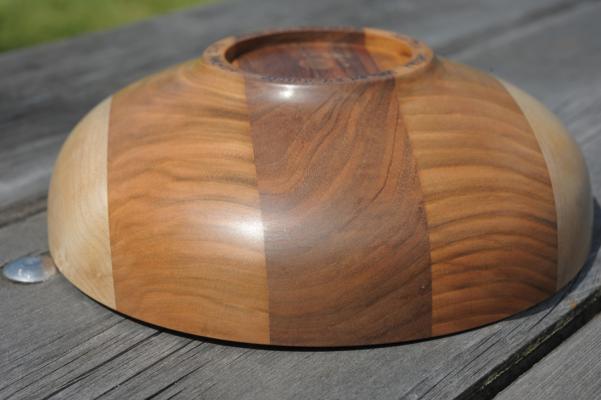 Round Britain Bowl. Made from timbers from all three mainland countries of Britain, the bowl is signed and dated 2019.